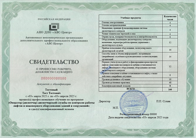Оператор (диспетчер) диспетчерской службы по контролю работы лифтов и инженерного оборудования зданий и сооружений. Обучение дистанционно